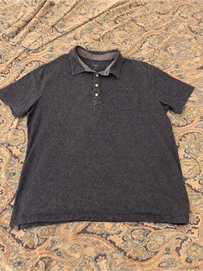 GAP Men's Short Sleeve Polo - Charcoal Heather